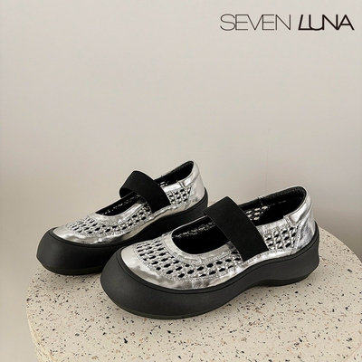 SEVEN LUNA~国内正品2025夏季镂空编织玛丽珍厚底休闲鞋女SLXD183