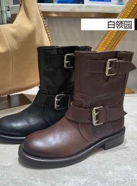 LE SAUNDA莱尔斯丹专柜正品2025秋冬英伦马丁靴粗跟短靴女6T37102