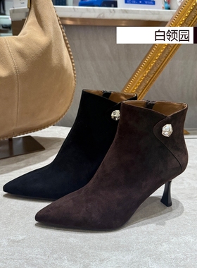 LE SAUNDA莱尔斯丹专柜正品2025秋冬优雅市中心细跟短靴女6T73402