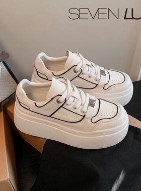 SEVEN LUNA~国内正品2026春季厚底小白鞋百搭增高休闲鞋女SLAM553