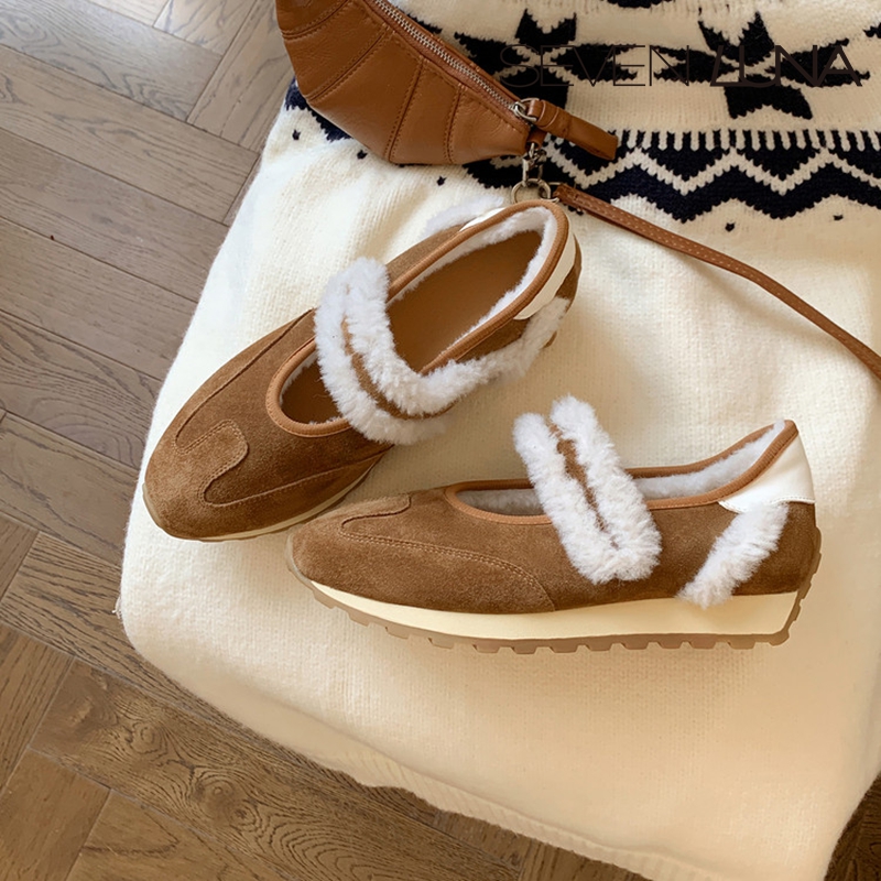 SEVEN LUNA~国内正品2025冬季毛绒玛丽珍鞋休闲保暖棉鞋女SLAN009