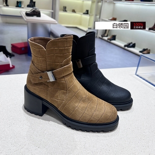 靴粗高跟休闲短靴女5SS3 2024秋冬复古时装 achette雅氏 专柜正品