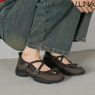 SEVEN LUNA~国内正品2025秋冬厚底蝴蝶结玛丽珍鞋休闲鞋女SLWC460