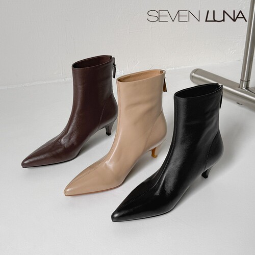 SEVEN LUNA~国内正品2025秋冬法式气质尖头高跟时装短靴女SLDQ665