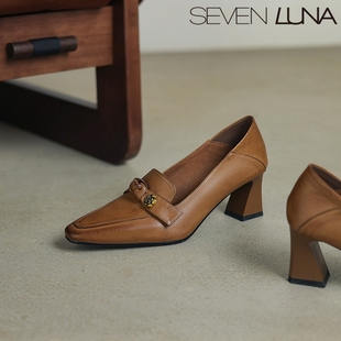 复古通勤粗跟乐福单鞋 SEVEN 法式 2026春季 女SLWC090 LUNA国内正品