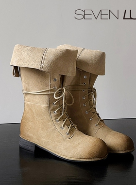 SEVEN LUNA~国内正品2025秋冬废土风西部靴骑士靴中筒靴女SLMK381