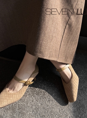 SEVEN LUNA~国内正品2026春季复古编织玛丽珍鞋高跟单鞋女SLWC827