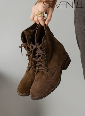 SEVEN LUNA~国内正品2025秋冬复古马丁靴百搭内增高短靴女SLWC433