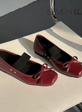 SEVEN LUNA~国内正品2025秋季温柔芭蕾鞋奶奶鞋平底单鞋女SLMK378