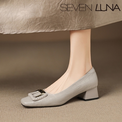 SEVEN LUNA国内正品~2026春季法式通勤百搭粗跟浅口单鞋女SLFD228