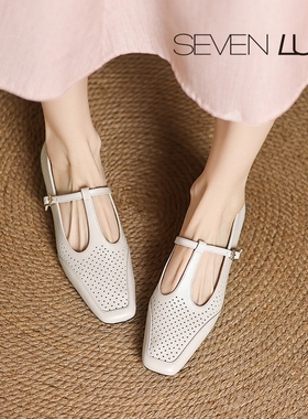 SEVEN LUNA~国内正品2025春夏法式镂空透气玛丽珍鞋单鞋女SLAS726