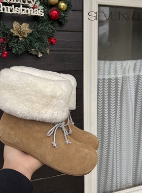 SEVEN LUNA~国内正品2025冬内增高雪地靴两穿加厚保暖靴女SLPD707