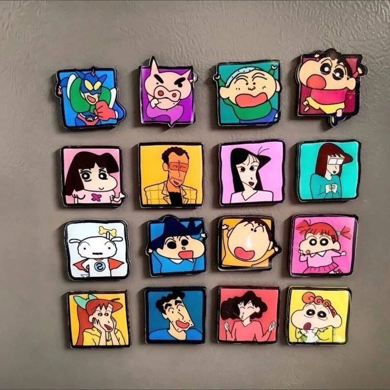 蜡笔小新磁吸式可移动冰箱贴ins风爆款动漫磁吸贴双开门冰箱DIY贴