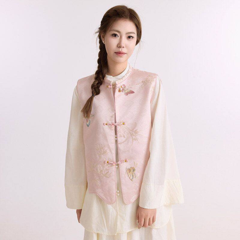 2025年中国风上衣外套新中式盘扣马夹背心春秋款马甲女装复古风
