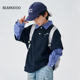 BearKiddo蓝格子polo衫 柔软儿童上衣 男童假两件叠穿卫衣春秋新款