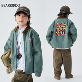 夹克儿童上衣 风洋气外套2026春秋新款 BearKiddo男童复古美式 工装