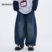 洋气宽松休闲裤 日系弯刀牛仔裤 新款 2026春秋装 潮 儿童休闲直筒长裤