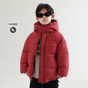 冬季年货保暖白鸭绒外套男童新款加厚滑雪服儿童洋气新年羽绒服潮