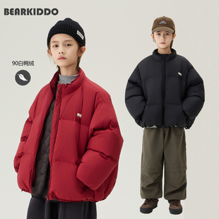 新年红羽绒服2025冬装 儿童加厚白鸭绒外套中大童保暖棉服男童棉衣