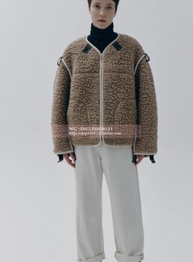 【VOVOSHOP】韩国代购 BEAKER23AW秋冬意大利羊羔毛两穿绗缝外套