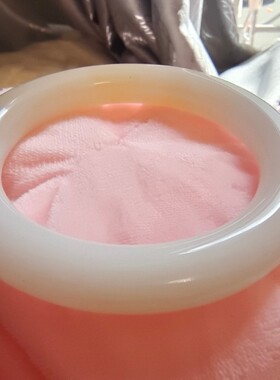 灵缘道系文创 孤品新疆和田唐白玉手镯奶糖色 定制美好祝愿 玉石