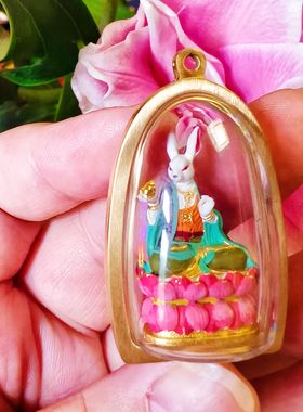 灵缘九尾狐文创 兔儿爷纯铜彩绘手绘制作吊坠挂件