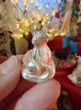 灵缘 九尾狐纯银 雕刻定制狐氏摆件