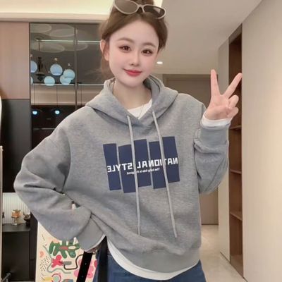 连帽卫衣外套女短款秋冬季