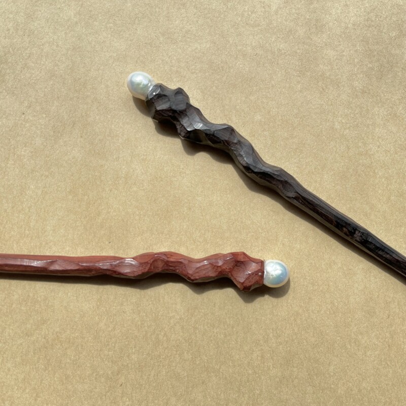 叶罗手作纯手工木质珍珠高级感小众森系仙美气质盘发法杖发簪发饰