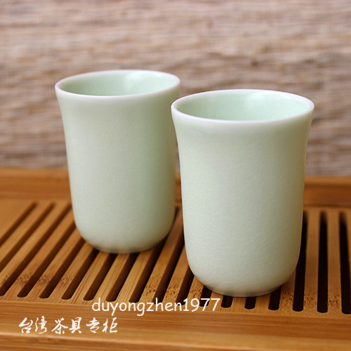 宜龙仿宋汝窑粉青釉开片茶杯酒杯