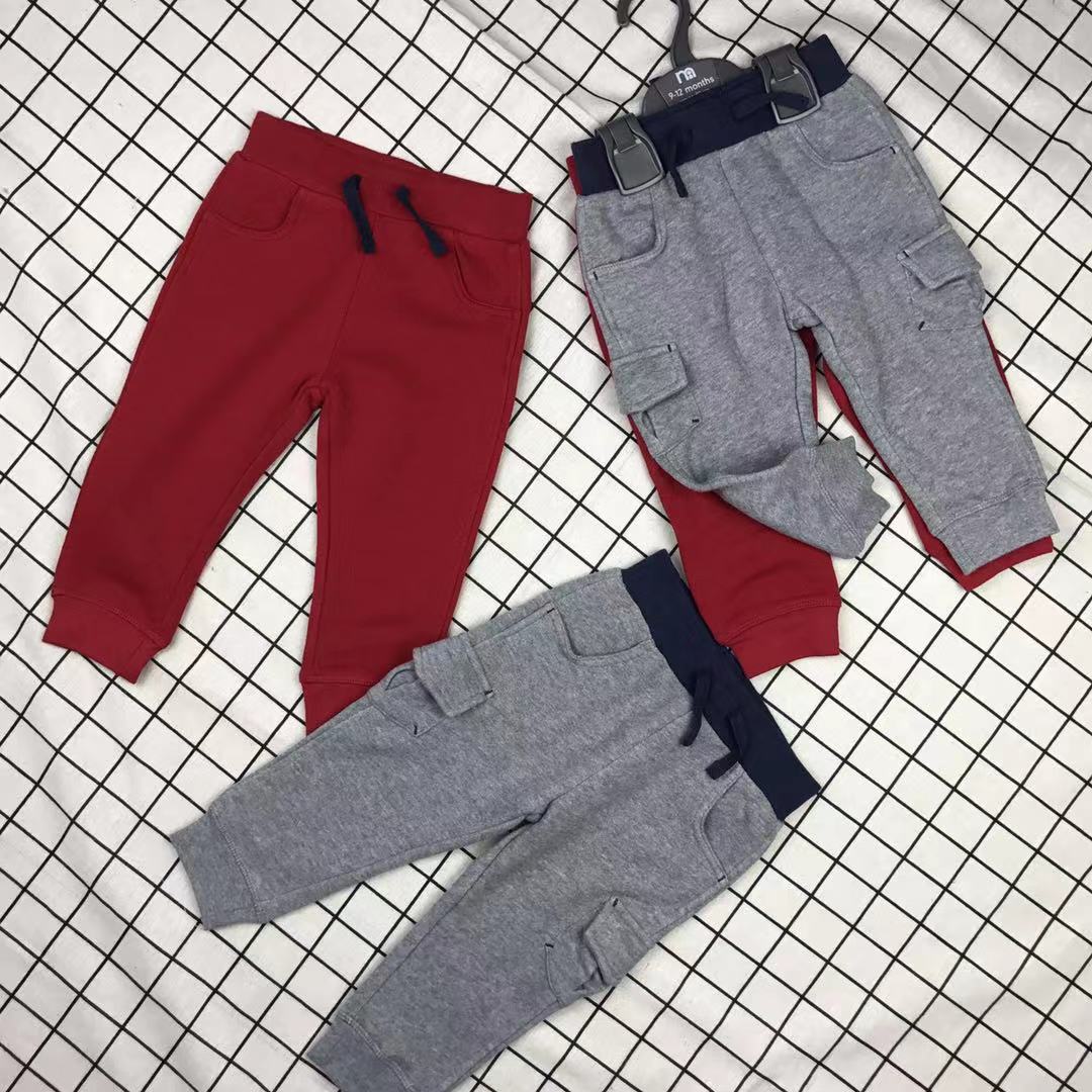 外贸英国原单婴儿宝宝阔裆运动长裤男女童装大PP裤全棉秋冬加绒厚