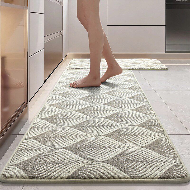 简约风新款绒毛吸水防摔厨房地垫可机洗长方形防滑垫家用耐脏脚垫