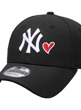 肖战王一博同款new era棒球帽MLB扬基大NY爱心弯檐调节休闲情侣帽