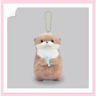 日本正版amuse 海洋生物 dino水獭抱鱼挂件公仔毛绒李灿同款礼物