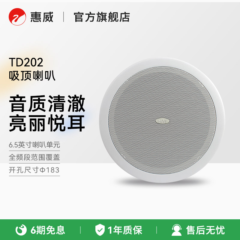 HiVi惠威TD202吸顶喇叭套装天花音箱背景音乐嵌入式吊顶定压音响