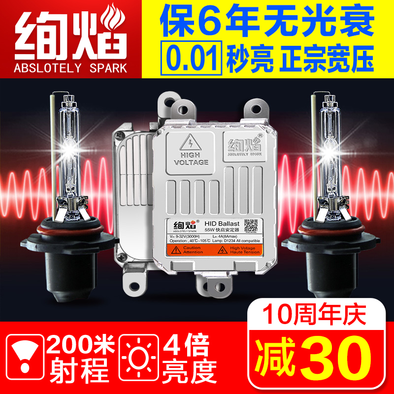 氙氣燈套裝強光快啟改裝汽車燈泡9005H7H1H4疝氣大燈超亮遠近一體
