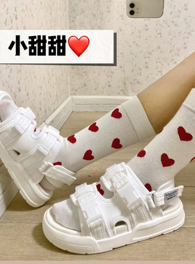 李宁凉鞋女夏季新款魔术贴白色COCA迪尼联名运动沙滩鞋AGLR026