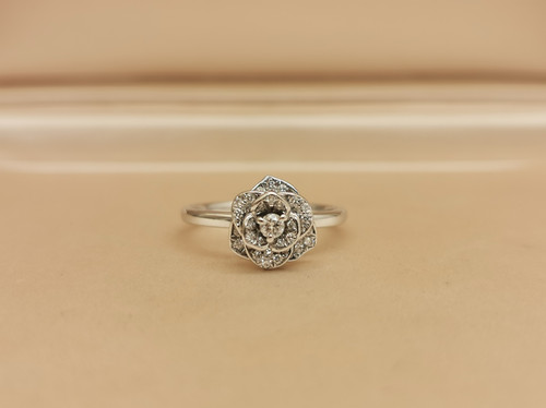 二手正品Piaget伯爵rose18k白金玫瑰金满钻女款钻石戒指