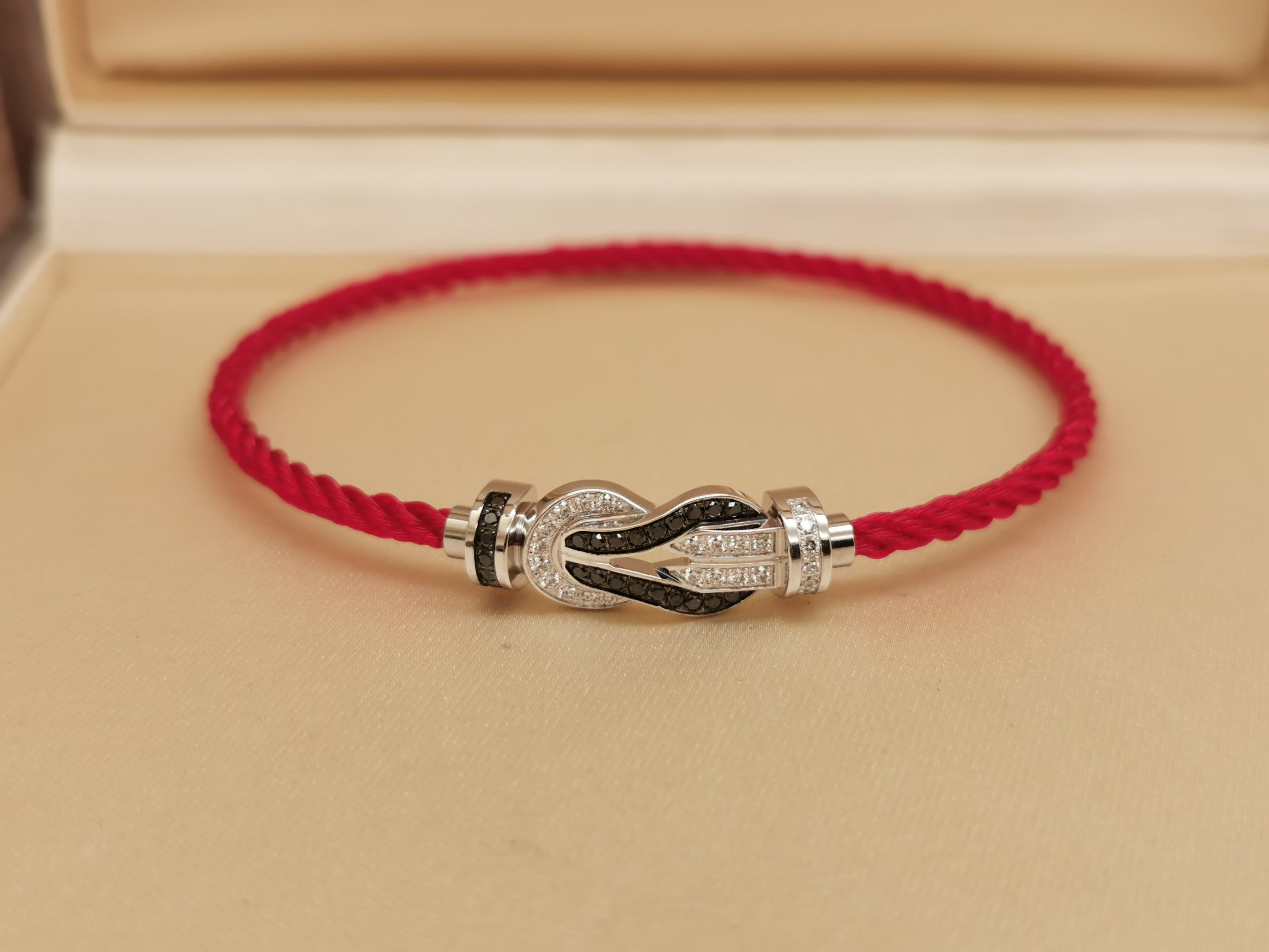 二手正品Fred斐登chance infinie18k白金中号满钻黑钻女款手链