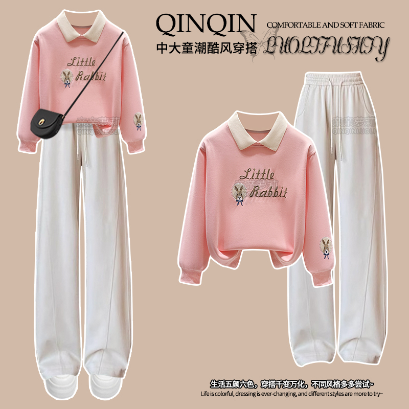 女童卫衣阔腿裤秋冬加绒套装