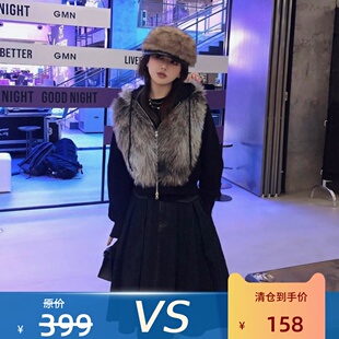 【特价 不退不换 】超级好穿的！环保狐狸毛加绒卫衣带帽外套