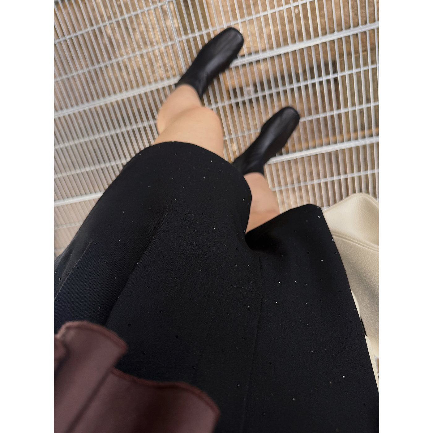 LANGBOOM  墨耀星芒  烫钻黑色百搭显瘦短裤休闲裤女