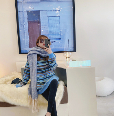 LangBoom渐变彩虹云朵糯幼毛衣