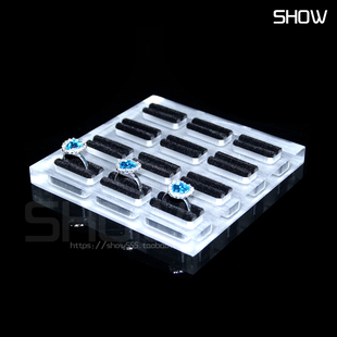高档有机玻璃拍摄道具翡翠珠宝多位钻戒指座盘盒小首饰展示架新款