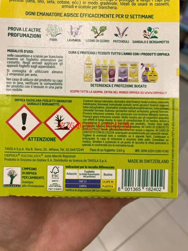 Пятно Итальянская ORPHEA Одежда Orphea, защищенная от насекомых, моли и плесени, ароматическая бумага с запахом цветов сирени