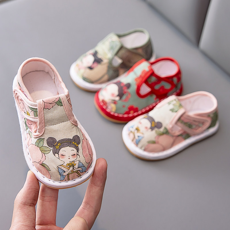 儿童手工布鞋汉服鞋国风唐小妹棉布吸汗透气新中式宝宝0-3岁春秋