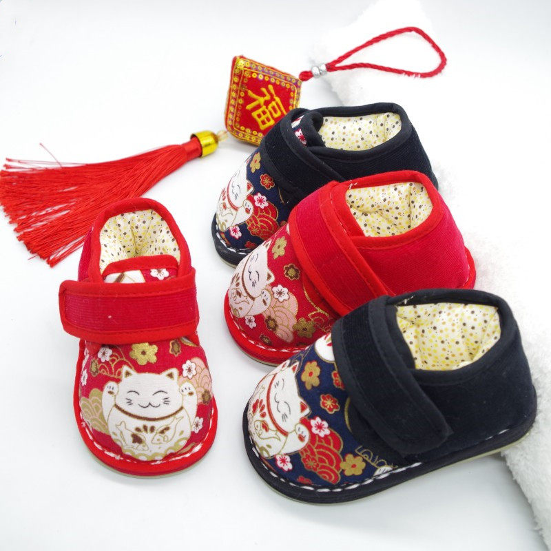 宝宝手工棉鞋棉花内胆冬季加厚保暖千层底卡通吸汗1-3岁2儿童布鞋