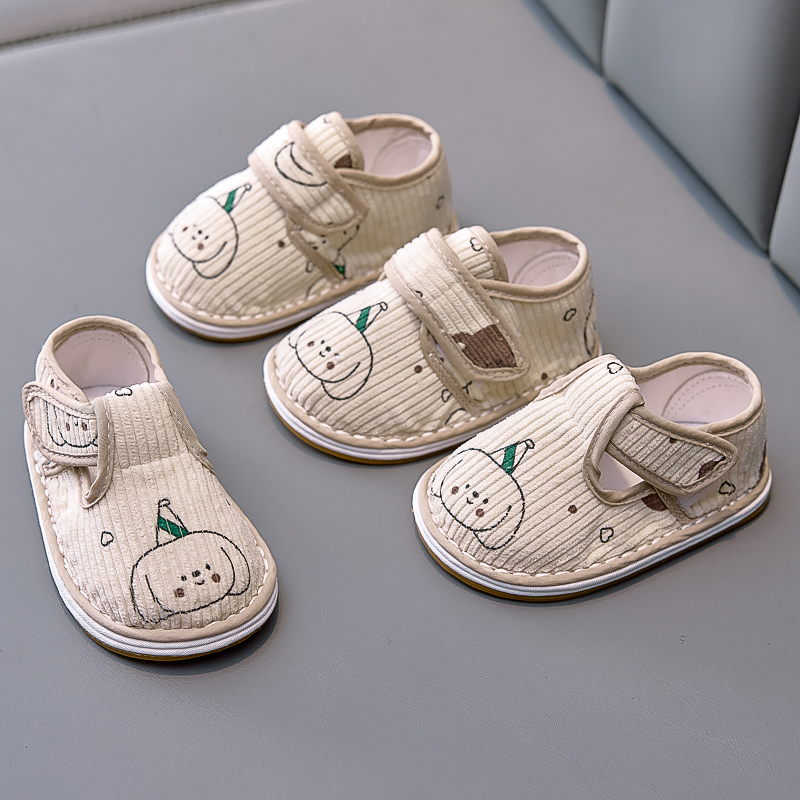 儿童手工布鞋汉服鞋春秋吸汗千层底0-4岁周岁宝宝学步新中式条绒