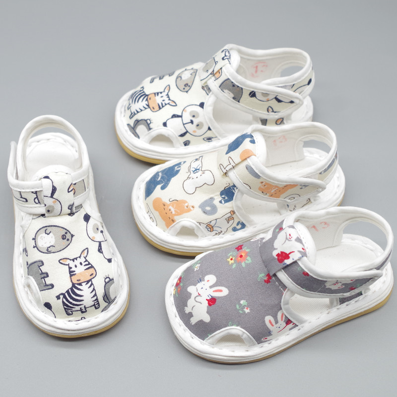儿童手工布凉鞋千层底棉布吸汗卡通动漫夏季魔术贴休闲宝宝周岁学