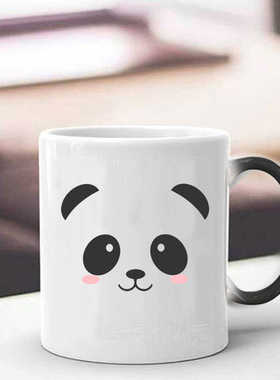 外贸熊猫变色马克杯热感应夏季办公室陶瓷茶水杯创意可爱Pandamug